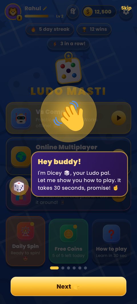 Friendly guide teaching Ludo rules