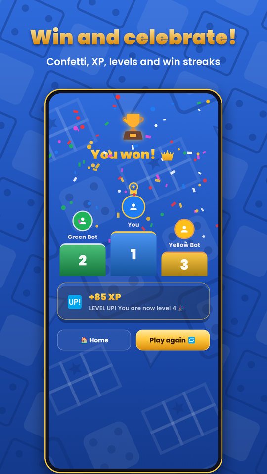 Winning screen with confetti